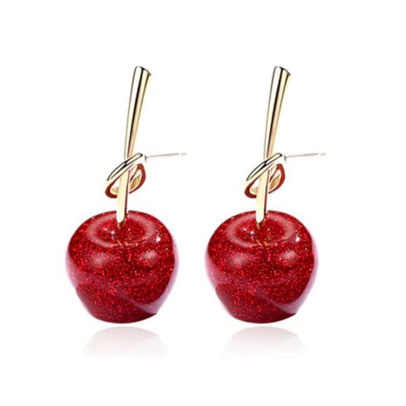 My Bead Emporium Jewelry - Cherry earrings with gold post. Unique!
